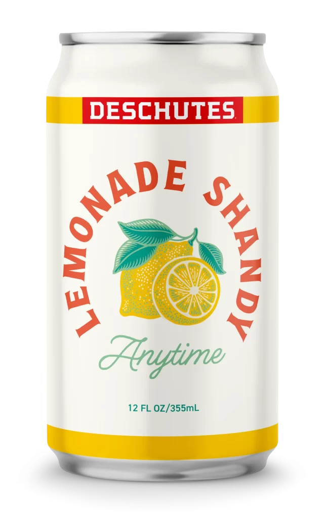 SHowing off the design of a lemon shandy can