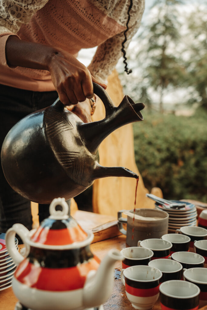 Pouring coffee in African