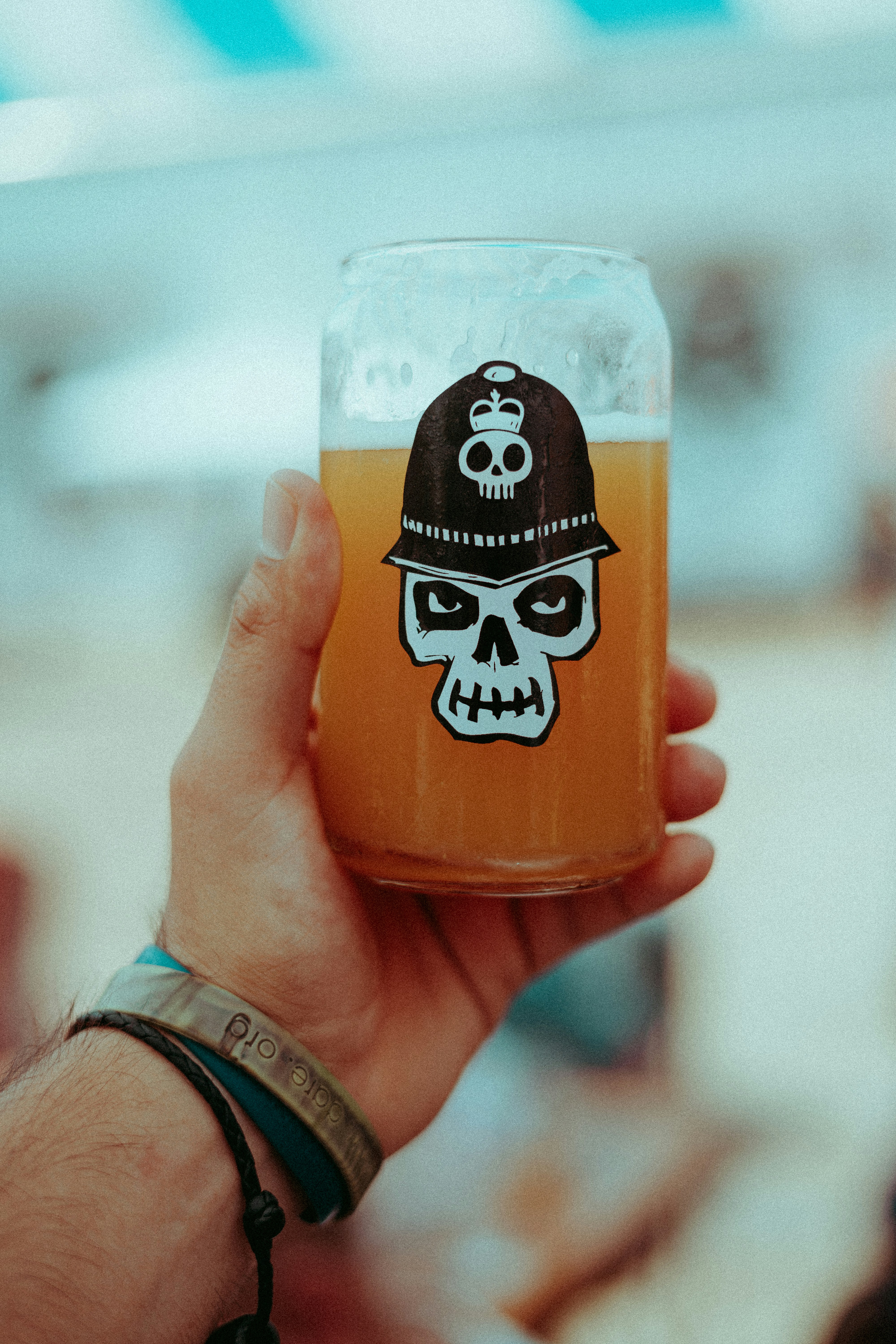 A beer can glass of a Sour Gose beer that's alightly hazy