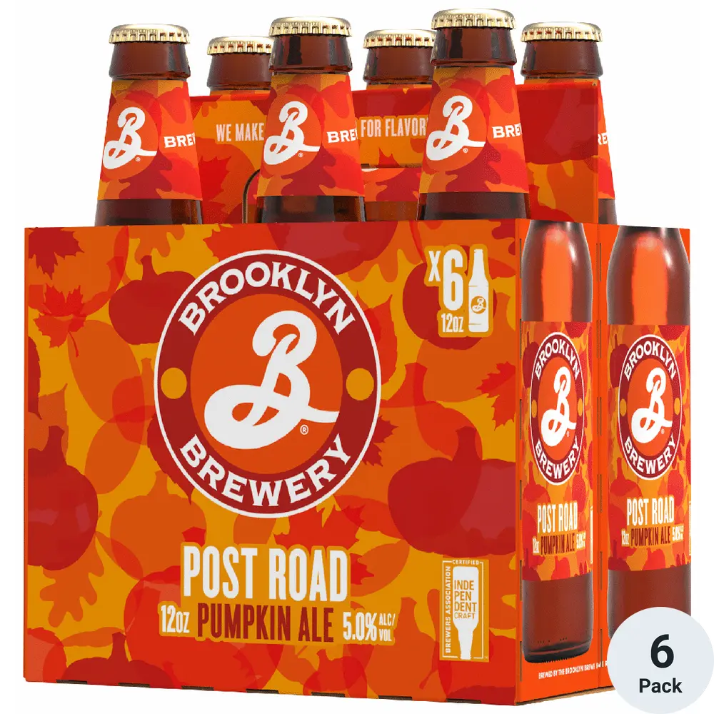 a 6-pack of craft beer with orange and brown fall colors printed on the packaging